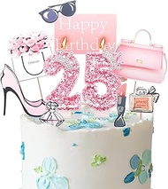 25th Birthday Cake Toppers, Birthday Candles, Pink Number 25, Candles for Birthday Cake, Personalise