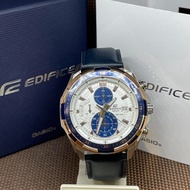 Casio Edifice EFR-539L-7C Blue Leather Chronograph Rose Gold Design Men's Watch