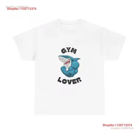 Gym Lover T Shirt Strong Shark Motivation Bodybuilding Fitness Heavy Cotton Top vintage Washed Stret