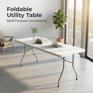 【SG】 Foldable Table Portable Outdoor Dining Table Multi‐Purpose Event Folding Desk 122‐180cm Adjusta