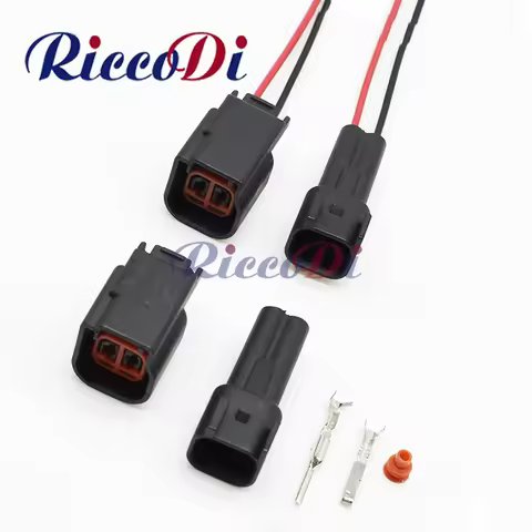 1 Set 2 Pin Automotive Waterproof Wiring Plug EV6 Electrical Male Female Black Connector DJ7023H-1.5
