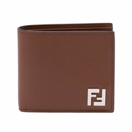 【FENDI 芬迪】FF Squared Bifold 雙折 FF帆布細節 皮革 卡夾 皮夾 短夾 棕色 7M0356AFF2F1SCD