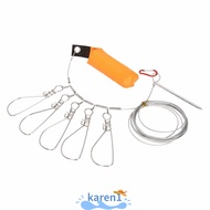 KAREN Fish Stringer, 5m Length with 5 Buckle Snaps Fishing Stringer, Portable Orange Stainless Steel
