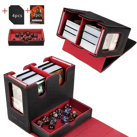 Deck Box for MTG TCG 3in1 Storage Box Fits 200+ Single Sleeved Leather Deck Case Commander Magic Acc