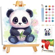 Paint by Numbers Kit for Kids with Frame, Panda Paint by Numbers for Kids Ages 4-8-12, DIY Panda Acr