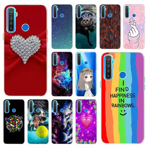 For Realme 5 Case Silicone Soft TPU Rainbow Printing Phone Cover For OPPO Realme 5 Pro RMX1911 Realm