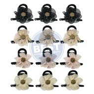 AB-999 (12 pcs) Fabric Mesh Flower with Ornament M Hair Clip Hair Claw Style Hair Accessories
