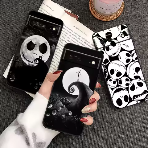 Disney Jack Skellington Anime For Google Pixel 9 8 7A 7 6A 6 5A 5 4 4A XL 5G Black Silicon Shockproo