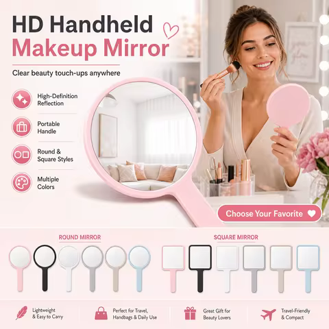 Portable Handheld Makeup Mirror HD Clear Cosmetic Mirror Travel Beauty Mirror Custom Design Wholesal