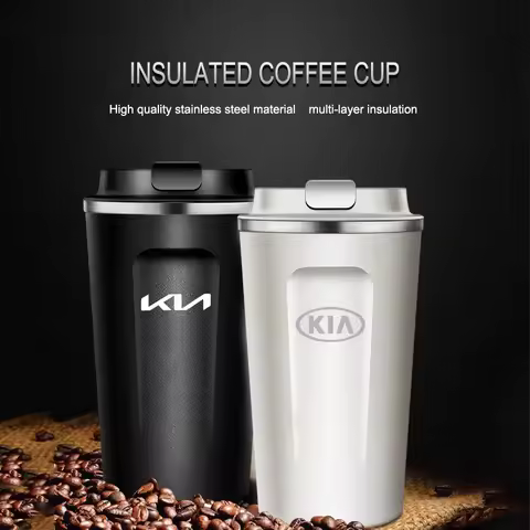 Car 380ML Cafe Coffee Cup Stainless Steel Thermos Mug For KIA K9 Sportage Niro K5 Carnival EV6 EV9 E