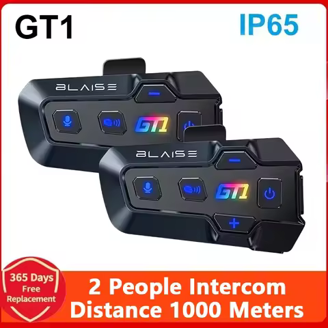 BLAISE GT1 Motorcycle Helmet Bluetooth Intercom IP65 Waterproof Intercom Distance 1000 Meters Multi-