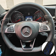 DIY Car Steering Wheel Cover Carbon Fiber Leather For Mercedes-Benz A45 AMG W205 C43 C63S AMG CLA45 