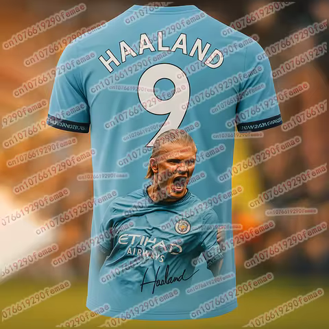 Hot Selling Erling Haaland Fashion 3D Printed Men's Fan Collection Commemorative Football Jersey Dai