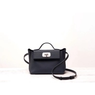 【MiyaBag】Mini 2424 leather silver buckle handbag shoulder bag crossbody bag,black