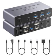 HDM DP KVM Switch 2 Monitor 2 Computer 8K@60Hz 4K@60Hz, USB C Switch Dual Monitor for Laptop/Desktop
