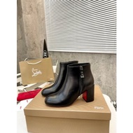 Ladies' thick-soled boots with thick heels, 4 inches (12cm) in height. Fabric: Grainy cowhide, linin