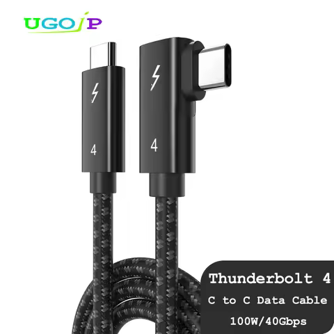 UGOjP Thunderbolt 4 Cable 90 Degree Elbow Right Angle USB4 Cable 40Gbps Data Transfer PD100W Data Co