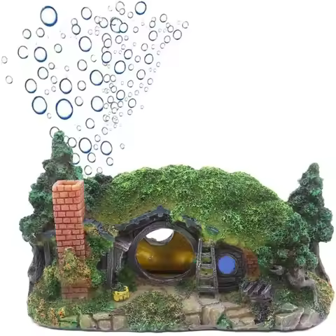 Aquarium Decoration Hobbit House Fish Tank Landscaping Ornaments Cave Reptile Hole Shelter Rockery A
