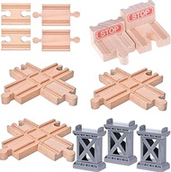 (mix) - Ioffersuper 12 pcs Wooden Train Track Set, Male-Male Female-Female Bump Track,Bridge Pier Track(Random Colour),Cross Track and Stop Track Compatible with All Major Brands (Mix)