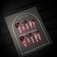 [Free Tool Kit] Handmade red cat eye false nails