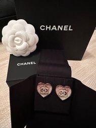 全新chanel 23P 心心型粉紅色漸變耳環 earrings Blackpink同款