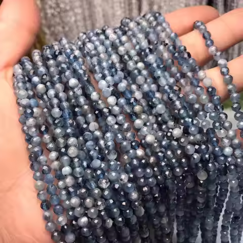 Aquamarine devil blue faceted round 4mm nature for DIY making jewelry necklace 38cm FPPJ wholesale l