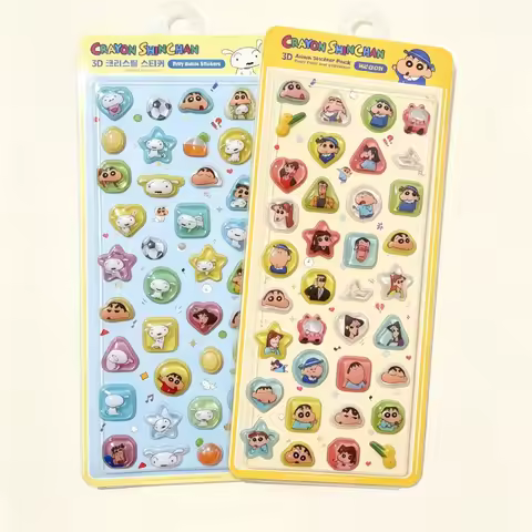 Crayon Shin-chan Solid Relief Sticker - New 3D Cartoon Drop Shape - Cute Crystal Decoratin in 3D For
