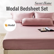 Modal High-end Fitted Bedsheet Set Breathable Bedsheet Pillowcase &amp; Bolster Case Single/Super Single/Queen/King