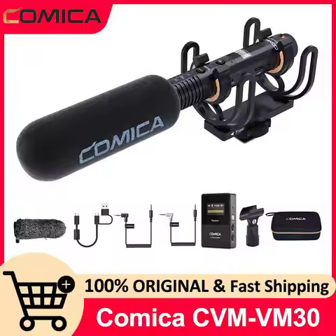 Comica VM30 2.4G Supercardioid Wireless Shotgun Microphone On-camera Mic With Gain Control for Camer