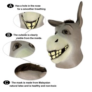 MAKEATREE Donkey Head Mask, Funny Animal Rubber Latex Costume Props Decor for Adult Men Party Hallow