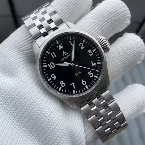 STEELFLIER Official SF743 Quartz Pilot VH31 Steel Strap Onion Crown 20Bar Waterproof Sapphire Crysta