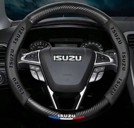 ISUZU หุ้มพวงมาลัยรถยนต์ 38CM คาร์บอนไฟเบอร์ หนัง PU ที่หุ้มพวงมาลัยรถยนต์