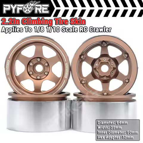 PYFORE 2.2In Climbing Wheel Hub 4PCS Tires 64X35mm 12mm Hexagonal Adapter for 1/10 1/8 RC Model Car 