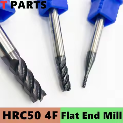 1MM 1.5MM 2MM 2.5MM 3MM 4MM 5MM 6MM 4F HRC50 Milling Cutter Tungsten Carbide Flat End Mills NC Route