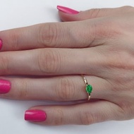 14k gold ring with emerald and diamond.