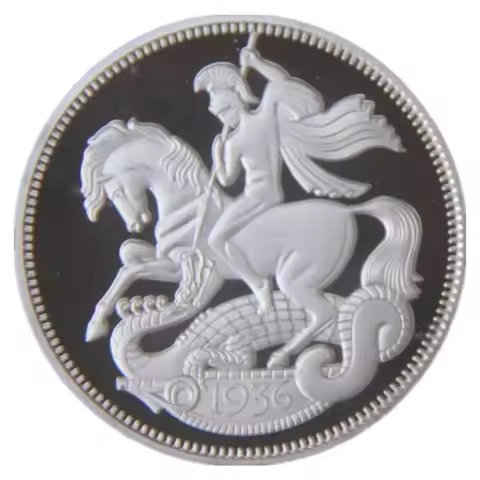 Silver glating Edward VIII St George's Dragon Slaughter Commemorative Coin Badge medal Souvenir Arts