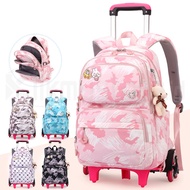 Girls' School Trolley Bag Graffiti Backpack 6 Wheels Elementary School School Bag Trolley Backpack