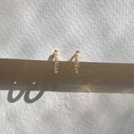 ♪A.piece ต่างหูเงินแท้ all silver 925 Line cubic one-touch❈