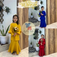 Baju Kurung Merdeka Raya Moden Budak Perempuan Royal Blue Biru Merah Kuning Mustard Malaysia Kids Ba