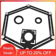 happystore9.9 Black Multifunction Aluminum Alloy Six Folding Ruler Multi Angle Measuring Tool