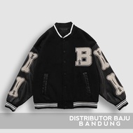 Jaket Bone Varsity | B Baseball Korean Style Jacket | Pakaian Pria dan Wanita | Bahan Fleece & Sinte