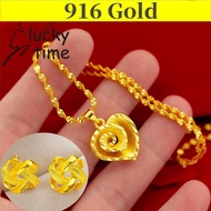 Necklace Women Suit Gold 916 Original Singapore Pendant Set Necklace Jewellery Set Korean Set Jewell