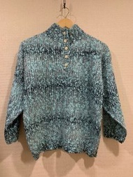 [全新品]日版 排扣 藍黑漸層 顯瘦 長袖上衣 毛衣 針織衫