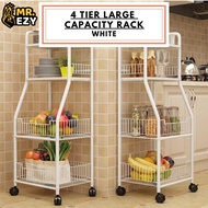 (READY STOCK) Rak Dapur 4 Tingkat Beroda Rak Dapur Barang Rak Besi Dapur Almari Dapur Rak Buku Rak B