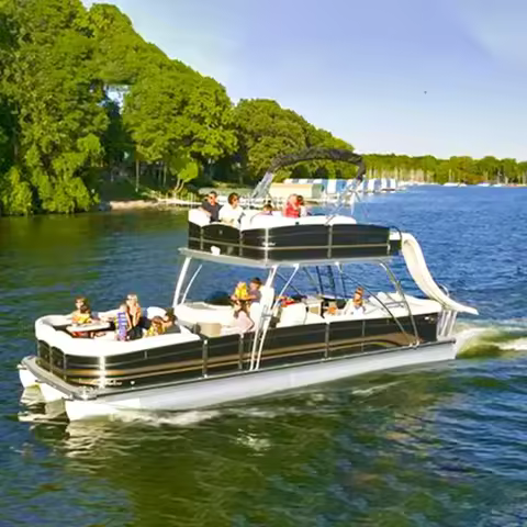 Pontoon Boat PBD-25 Double Decker Seagrass Fishing Furniture Party Boat Family Entertainment Luxury 