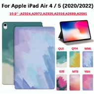 For Apple iPad Air 4 / 5 (2020/2022) 10.9 inch A2324,A2072,A2325,A2316;A2589,A2591 Fashion tablet protective case high quality art painting color watercolor sweatproof anti flip leather stand cover