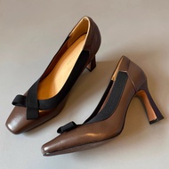 Fashion Soft Leather 8 cm Square Toe Mary Jane Heels (Size 34-40)