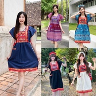 ชุดดอยน่ารักๆ ชุดเดรสพื้นเมือง ชุดชาวเขา ใส่เที่ยวเหนือ สินค้าพร้อมส่ง