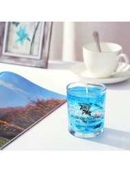 1 件藍色（海洋）果凍蠟燭,帶玻璃杯,家居裝飾,婚禮,禮品,攝影道具