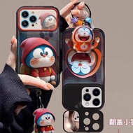 IPhone 15 Pro Casing Soft TPU Back Cover IPhone 11 Anime Cute Red Head Doraemon Wrist Bracelet Dirt Resistant Compatible for IPhone 14 13 12 Pro Max 7Plus